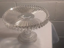 Crown Jewel By O'Hara Glass Co Chandelier Glass Pedestal Cake Stand 10" 1888 See