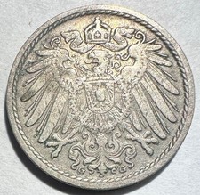 1907-G Germany Empire 5 Pfennig, VF Better Date