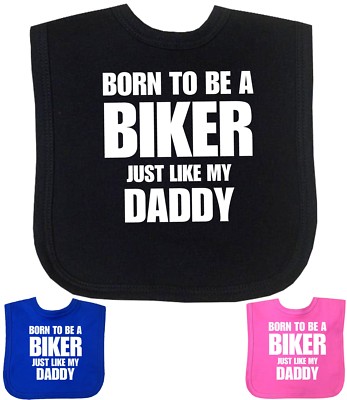 BabyPrem Baby Bibs BORN TO BE A BIKER LIKE DADDY Bib with VELCRO® Brand  Fastener UK