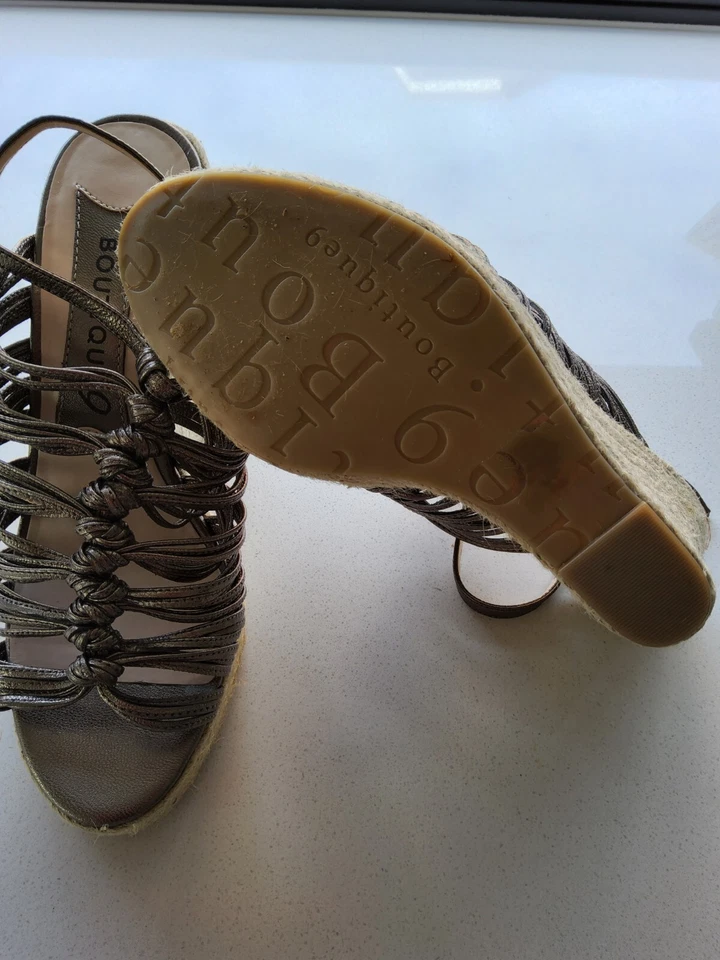 BOUTIQUE 9 LADIES LEATHER BRONZE WEDGES  - image 2 of 4