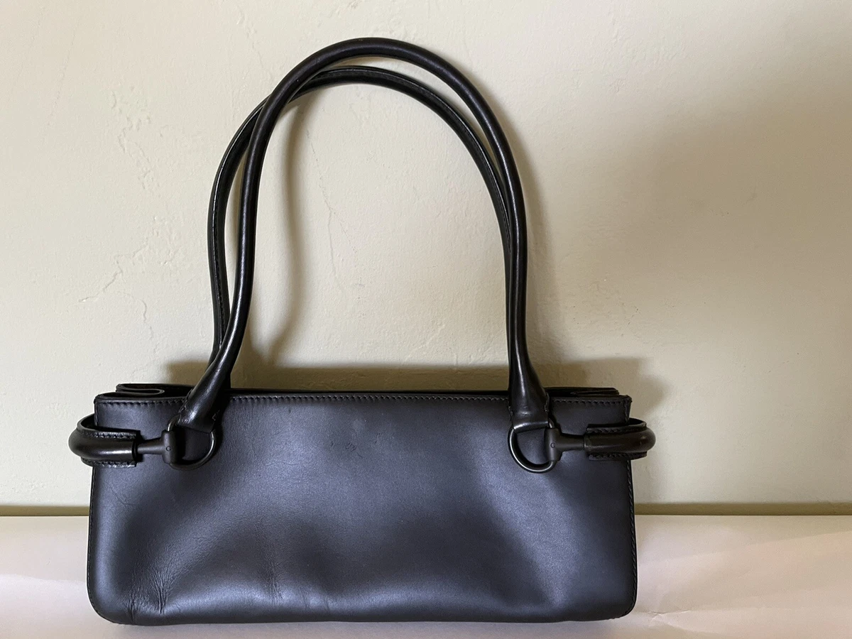 vintage gucci black leather handbag