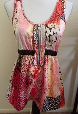 Summer Women's Tops, Pink, Red, Brown Tank top Sleeveless - Front Zipper, size M