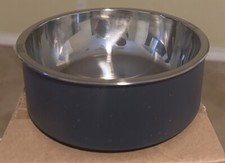 Pet Bowl Navy Blue 28oz Stainless Steel and Blue Plastic Liner  2 piece 