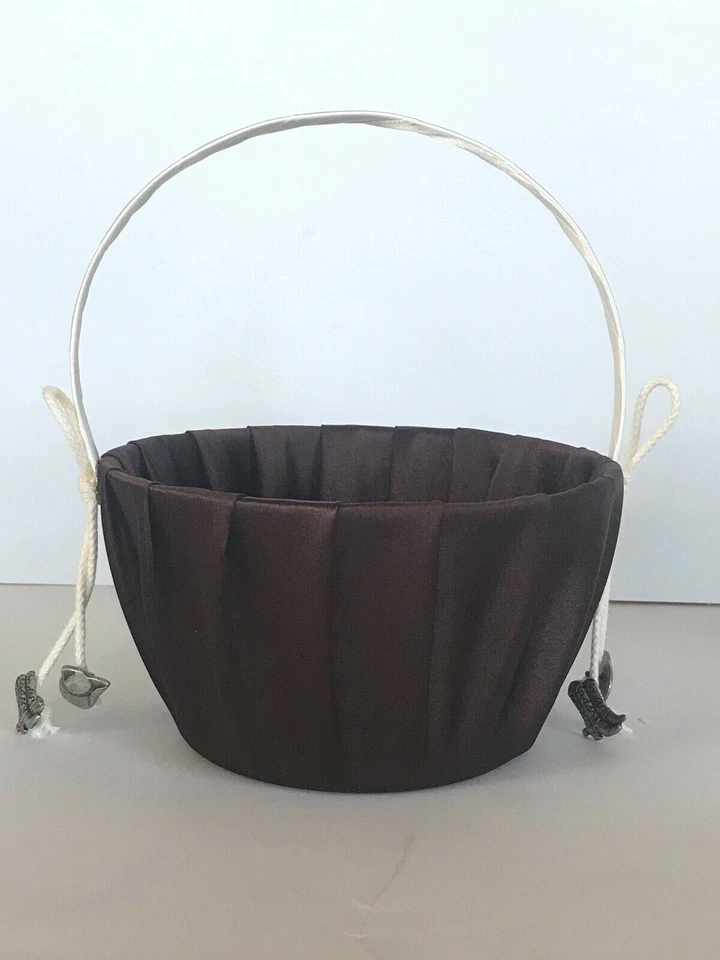 Western Wedding Brown Flower Basket , Silver Tone Cowboy Charms - Image 4 of 4