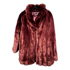 Kaleidoscope Faux Fur Burgundy Long Sleeved Coat Uk Size 10