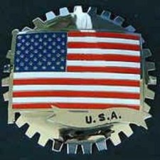UNITED STATES FLAG CAR GRILLE BADGE EMBLEM - AMERICAN FLAG CAR BADGE