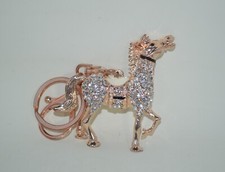 Horse Animal Crystal Rhinestone Keyring Keychain Car Handbag Rose Gold Jewel