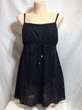 Women's NWT Swim Solutions Black Crochet Lace One Piece Swimsuit Size 18