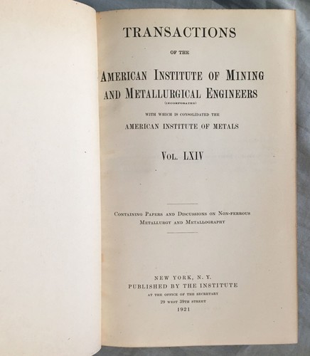 2 Vol Transactions American Institute Mining & Metallurgical Engineers 1920 - Picture 3 of 8