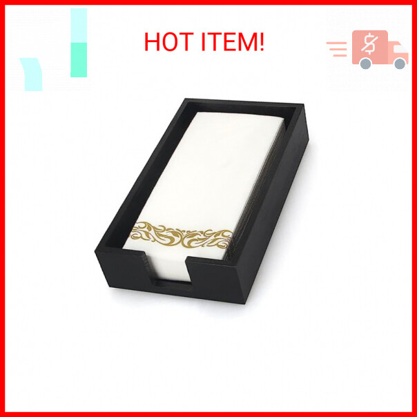 Guest Paper Towels Holder for Bathroom Napkin Holder Tray Black Wooden Napkin Ho