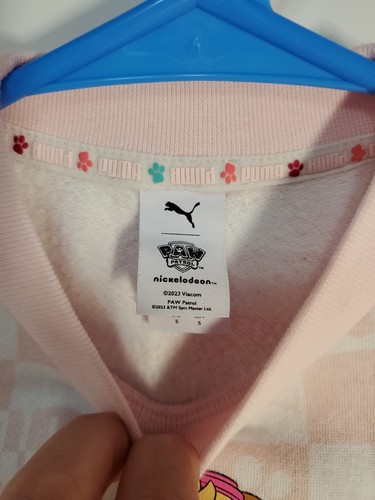 Puma Paw Patrol Girls Size 5 Pink Checkered Sweatshirt - Picture 3 of 4