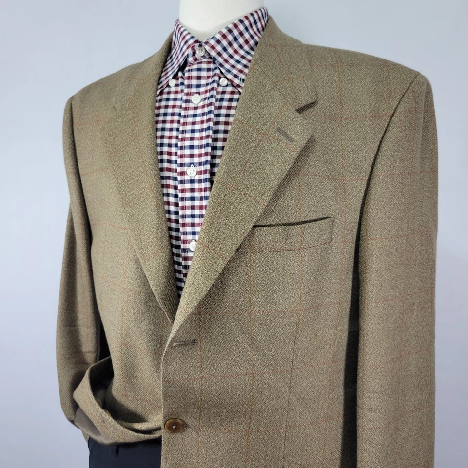 Brandini Le Collezioni Hombres Abrigo Deportivo Blazer Tres Botones Franela Cuadros Lana 42L Foto 3 de 4