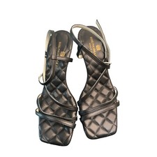 Bruno Magli Sandra trapuntato tacco con cinturino pelle nera EUR 38/US 7,5-8 nuovo senza scatola