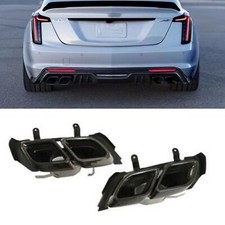 2x Black Car Rear Exhaust Pipe Muffler Tips For Cadillac CT5 2020-2024 V Style