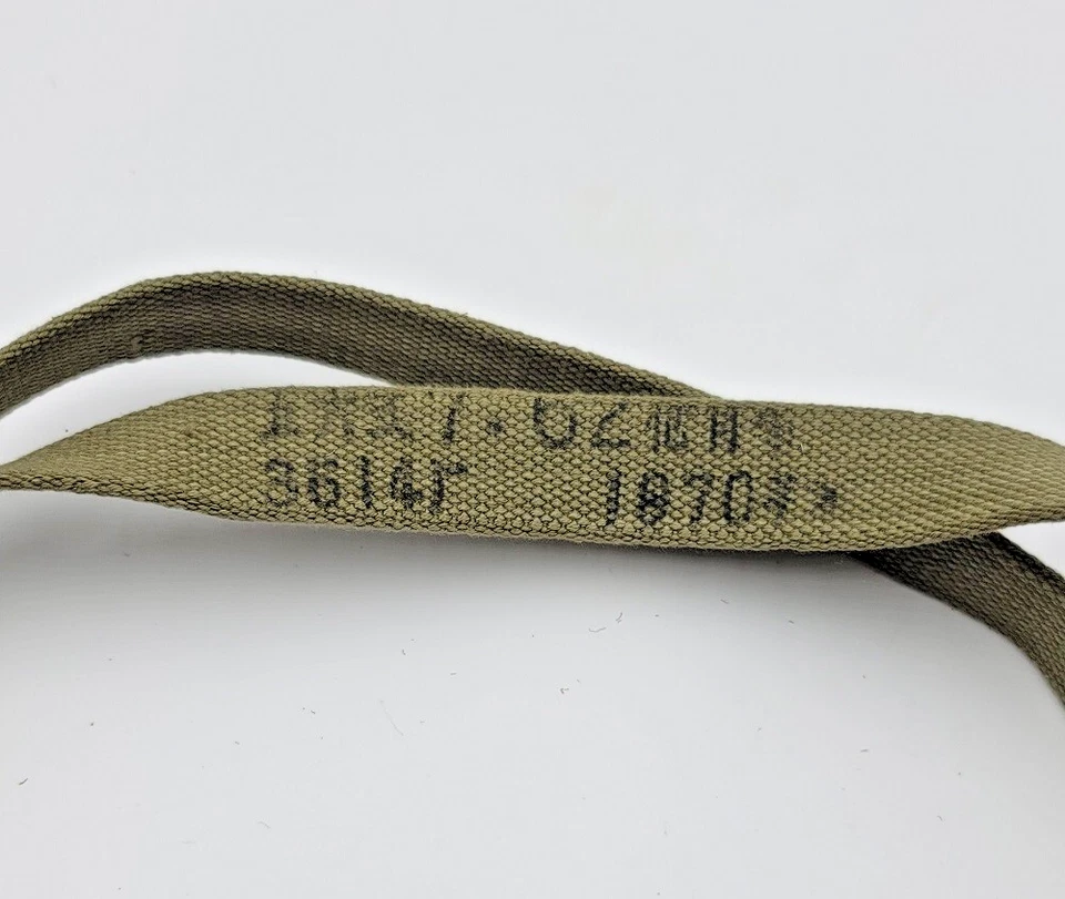 Original Chinese SKS Rifle Sling - Green Canvas, Metal Hardware, Leather Loops - Image 3 of 3