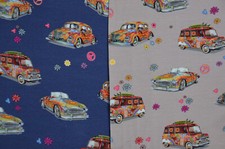 Jersey mit Bulli  Cabrio VW Hippie Flower Power 70er  50 x 150 cm  Nähen 