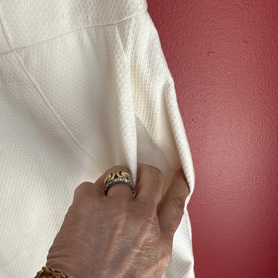 Vestido Vaina Piazza Sempione Para Mujer Cremallera Trasera Cuello en V Marfil Crema Blanco IT 40 US 4 Foto 4 de 4