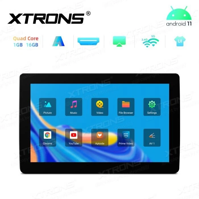 MONITOR POGGIATESTA ANDROID 11 SINGOLO 11.6 POLLICI HD NERO HDMI DIGITALE XTRONS - Immagine 2 di 4