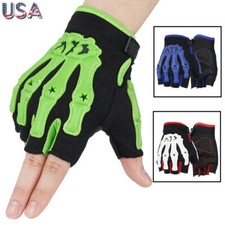 Fingerless Skull Bone Skeleton Gloves Motorcycle Bike Riding Half-Finger Gloves