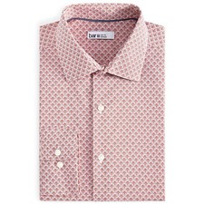 Bar III Men's Slim Fit Stretch Printed Dress Shirt, White Spice, XL