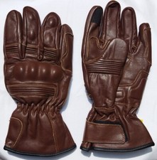 Leather Motorbike Gloves with Touchscreen (1 Pair - L - Brown)