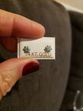 Pre-Tariff Pricing 14k Yellow Gold Enamel CZ Baby earrings with Screw Back