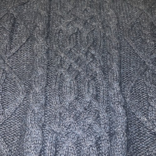 New 90s Y2K Cable Knit Wool Blend Crewneck Fisherman Sweater Men's Size XL Blue - Picture 4 of 11