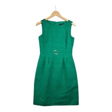 Tahari Textured Sheath Sleeveless Dres size 4 Kelly Green