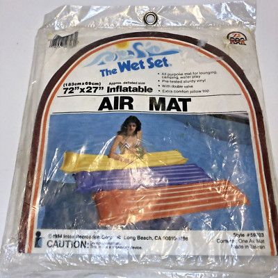 Vtg Sealed 1984 Intex The Wet Set Inflatable Pool Air Mat 72 x 27'' NOS #59703