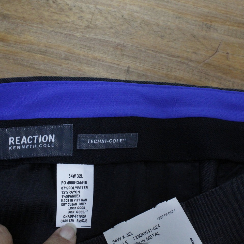 New Cole Reaction Gunmetal Gray Slim Fit Men's Dress Pants