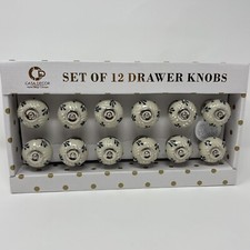 Casa Decor Ceramic Drawer Cabinet Doorknob Pulls Knobs Set of 12 Navy White