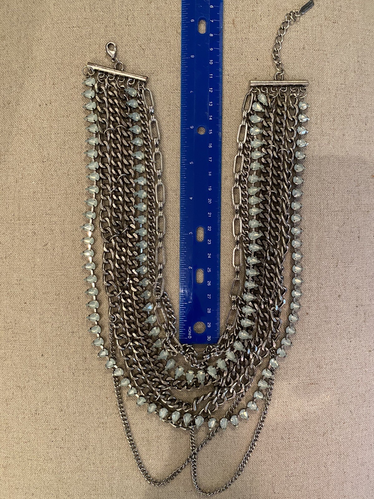 Bauble Bar Layered Statement Necklace - Silver Ch… - image 2