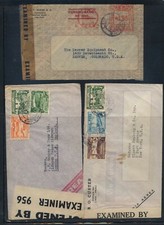 Peru   3  censor covers, one  meter cover  to  US