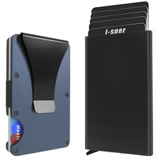 Minimalist Slim Aluminium RFID Wallet Cratch Resistant For Men,2 Pcs Set