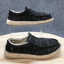 Hey Dude Shoes Youth 6 Womens 7 Wally Casual Moc Sneakers Flats Black Fabric