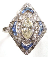 Antique Art Deco Marquise Engagement Ring Pla...