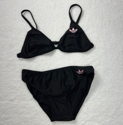 Adidas Junior Girls Bikini Swimming Top Bottoms Black US Size 6 VTG NWT