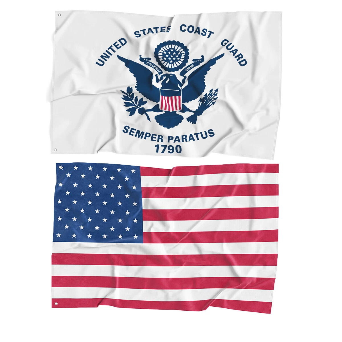 2PCS 3X5' US Coast Guard Flag 1790 USCG + American Star-Spangled Banner USA  Flag | eBay