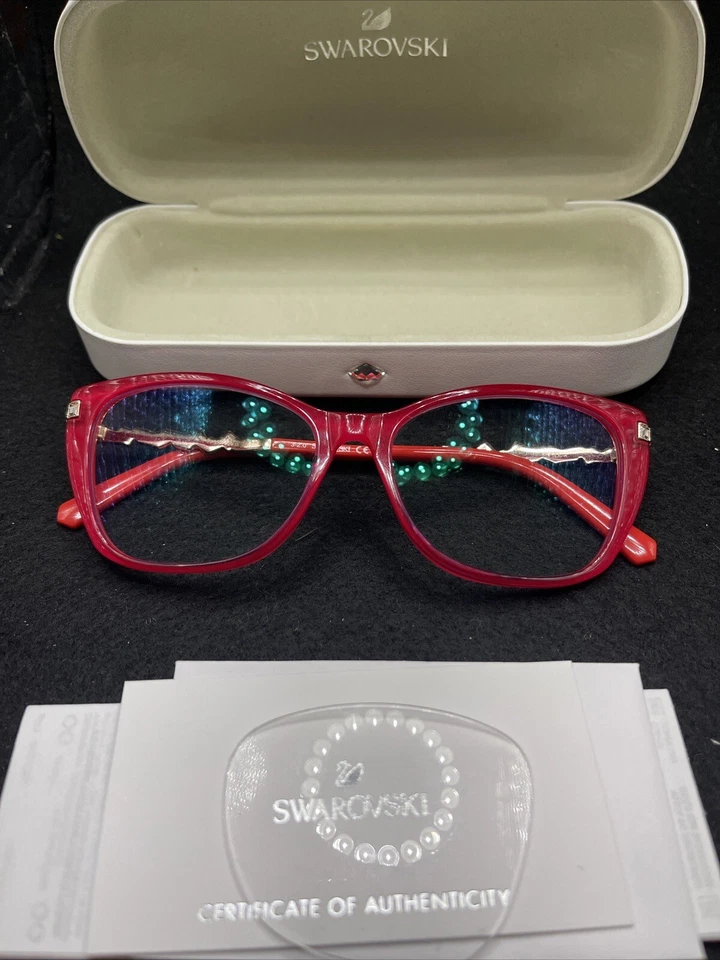Óculos SWAROVSKI SK 5343 armação vermelha leitura 53mm autêntico - Imagem 2 de 4