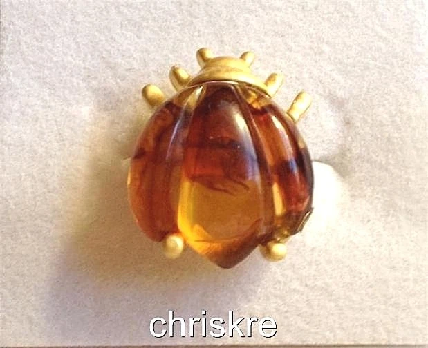 Broche broche solapa escarabajo ámbar miel corbata tac insecto chapado en oro simulado Foto 4 de 4
