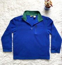 LL Bean Kids Blue Green 1/4 Zip Pullover Fleece Sz 10-12, Some Pilling On Inside