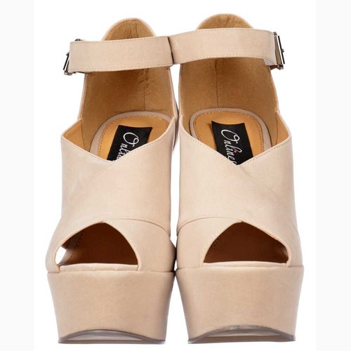 Womens Summer Sandals Shoes Wedges Cream Nude Holiday Party Wedding Size - Picture 6 of 7