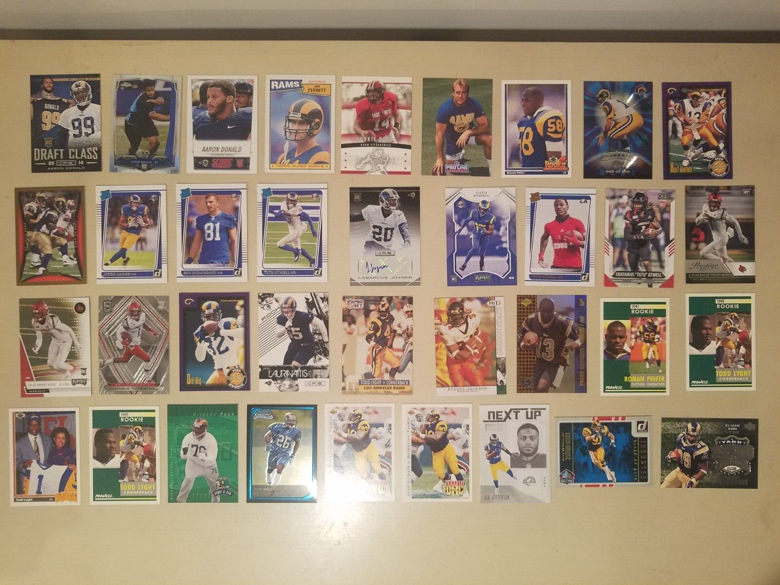 37 Los Angeles St Louis Rams Rookies RCs Inserts Donald Warner Pace ...