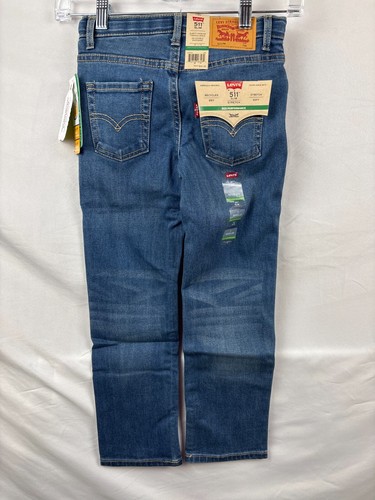 Levis 511 Boys Blue Denim Jeans Slim Fit Straight Leg Stretch Size 7 Reg NWT - Picture 2 of 8