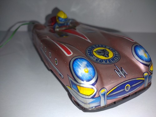 RARE 1957 JAGUAR D TYPE RACE CAR~JAPAN TIN TOY CAR~WORKING BATTERY OPERATED~NICE - Picture 1 of 12