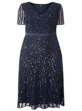 Lovedrobe Luxe Navy V-Neck Midi Dress UK 32 rrp £140 DH9 PP 02