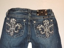 GIRLS SIZE 14 MISS ME CAPRI EMBELLISHED COTTON/ELASTANE DENIM CAPRI