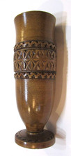 Old 1930's Handcrafted Lathe Turned Hand Carved Solid Wood 6.5" Tall Bud Vase