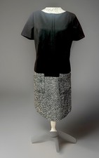 M&S UK 12 Black Mix Wool Blend Fitted Dress Front Pockets