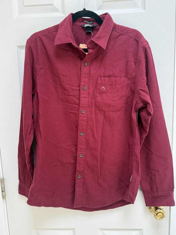 EDDIE BAUER MEN SMALL CLASSIC FIT COTTON L/S SHIRT MAROON NWT